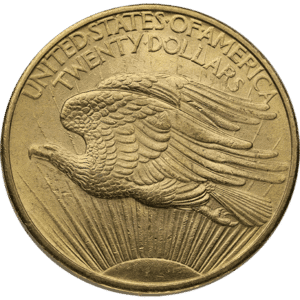 1908 20 Saint Gaudens Double Eagle BU Reverse