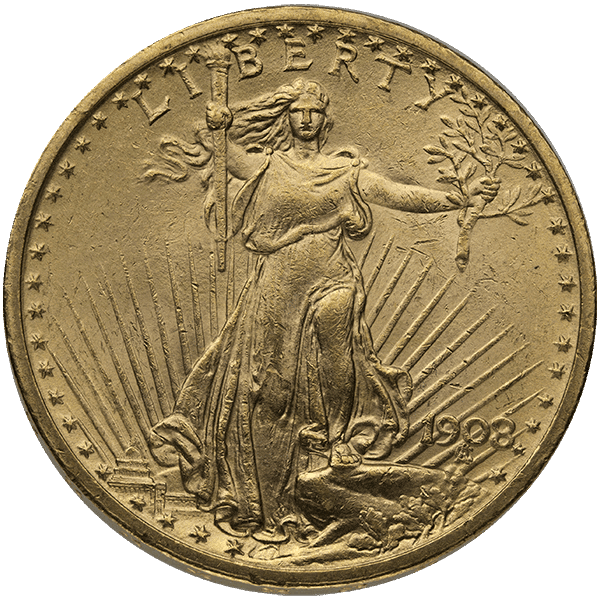 1908 20 Saint Gaudens Double Eagle BU