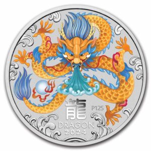 1 oz silver lunar dragon colorized