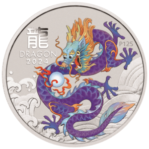 2024 Australia 1 oz Silver Lunar Dragon Purple Colorized