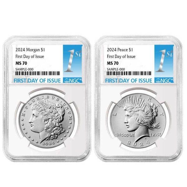 2024 Morgan and Peace Silver Dollar Set NGC MS70 First Label