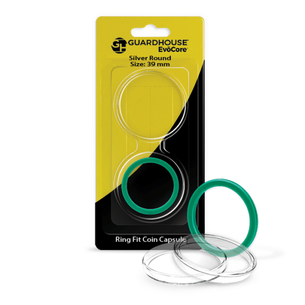 39mm Silver Round Coin Capsule Green