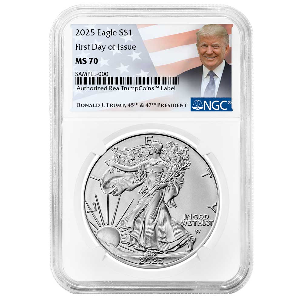 2025 American Silver Eagle MS70 NGC FDI Trump Label FMR