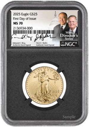 2025 $25 Gold American Eagle - Moy/Ryder First Day of Issue Limited Edition