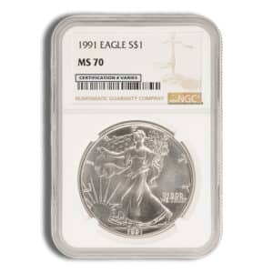 1991 Silver Eagle MS70 NGC