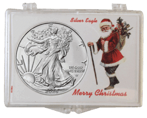 2025 1 oz Silver Eagle Christmas Gift in Santa Holder