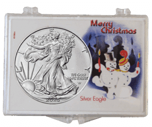 2025 1 oz Silver Eagle Christmas Gift in Snowman Holder